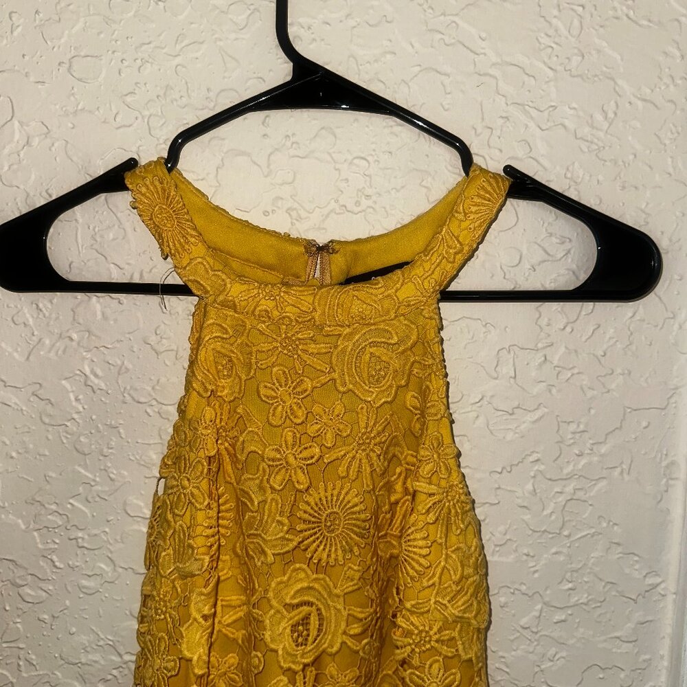 Lulus love poem yellow lace mini dress